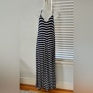 LA Made Revolve Striped Racerback Maxi Dress Navy White Stripe Size L NWOT
